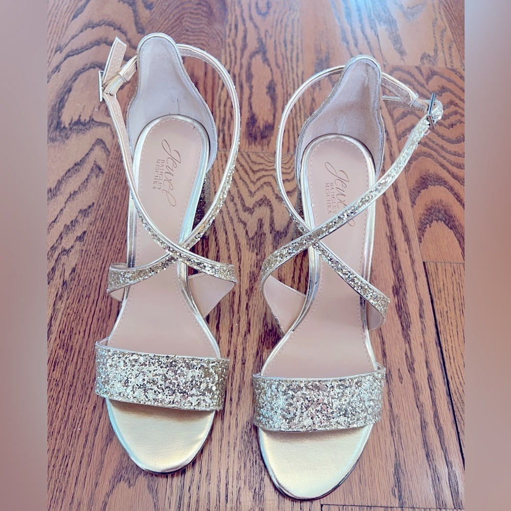Brand New Badgley Mischka Cook Metallic Glitter Evening Shoe Size 9.5 - Picture 6 of 8